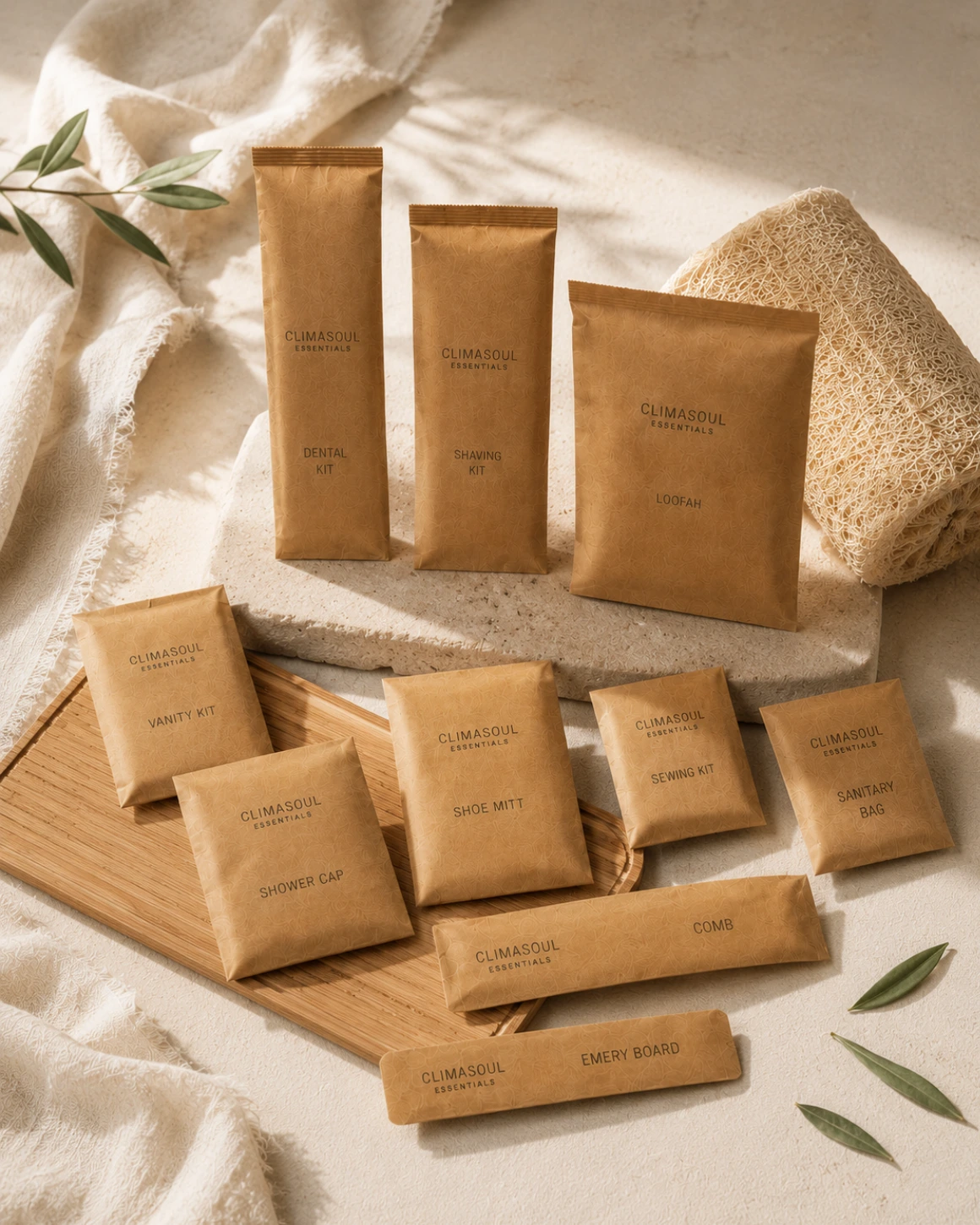 Climasoul Terra Collection — bamboo and compostable wheat personal care amenities for hotels